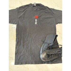 Rue 21 Rose Kanji T-shirt Men’s Size Medium Black Short Sleeves